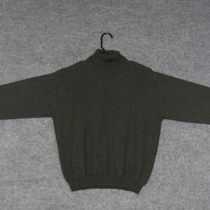 BRANDINI Sweater Womens XL Dark Green Merino Wool Turtleneck Warm
